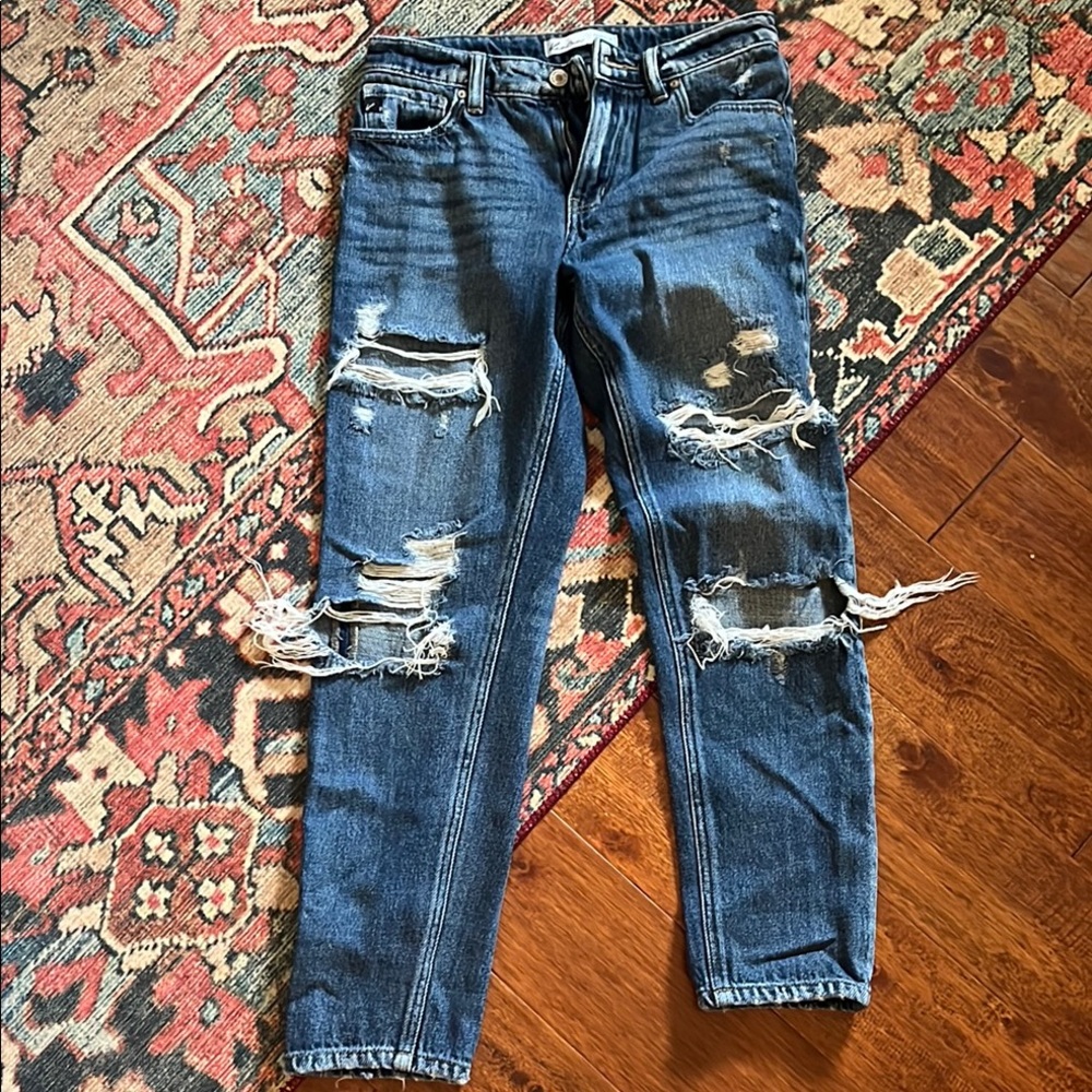 Distressed Blue Jeans